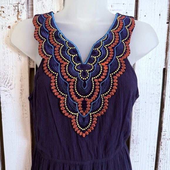 Charlotte Russe Embroider Dress Size Small Blue Sleeveless Boho Wedding Guest - Picture 1 of 10